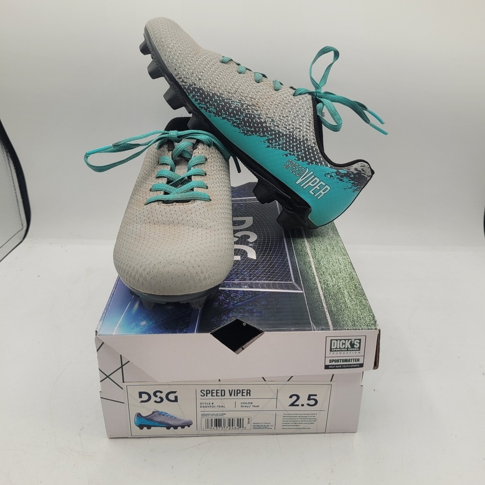NIB‎ DSG Speed Viper Kids Size 2.5k Soccer Cleats Grey Teal DSGYP21-TEAL